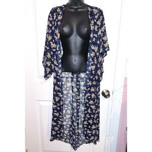 Wilyfox dark blue floral duster shawl